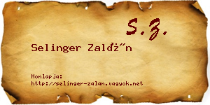 Selinger Zalán névjegykártya